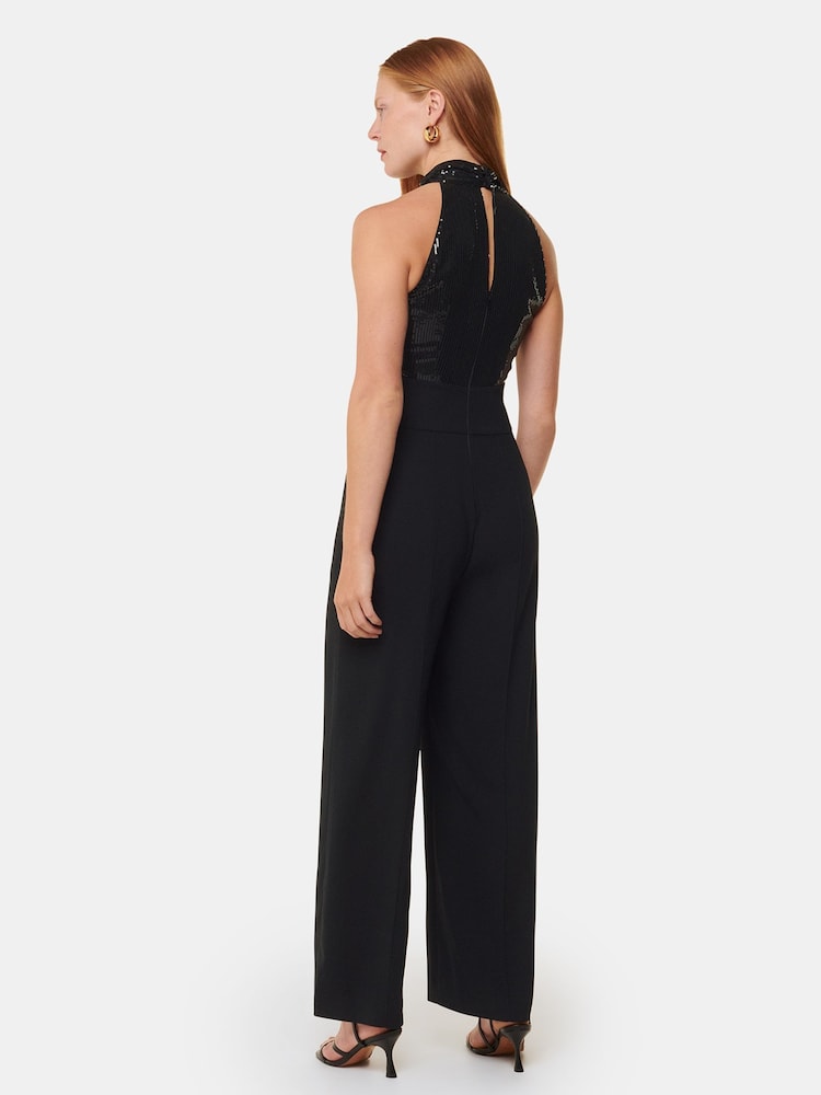 Whistles Black Leah Sequin Bodice Jumpsuit - Image 2 of 5