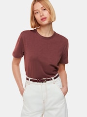 Whistles Brown Whistles Emily Ultimate 100% Cotton Brown T-Shirt - Image 1 of 5