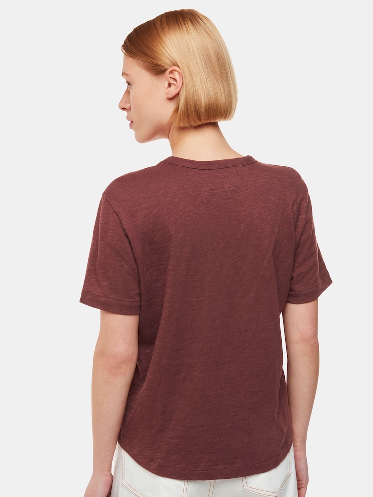 Whistles Brown Whistles Emily Ultimate 100% Cotton Brown T-Shirt - Image 2 of 5