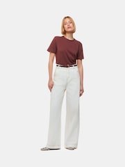 Whistles Brown Whistles Emily Ultimate 100% Cotton Brown T-Shirt - Image 4 of 5