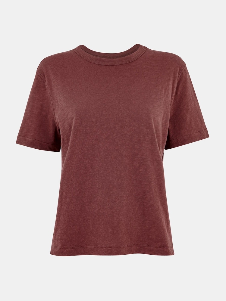 Whistles Brown Whistles Emily Ultimate 100% Cotton Brown T-Shirt - Image 5 of 5
