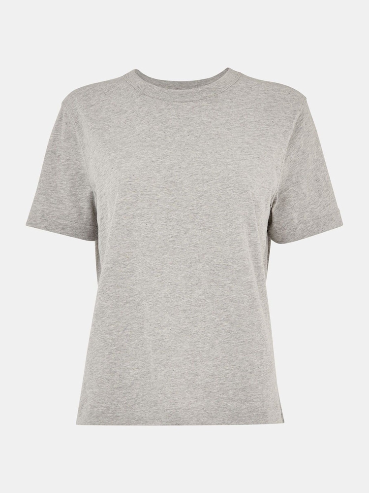 Whistles Grey Whistles Grey Emily Ultimate 100% Cotton T-Shirt - Image 5 of 5