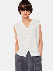 Whistles White Linen Button Front Waistcoat - Image 1 of 5