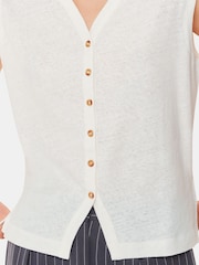 Whistles White Linen Button Front Waistcoat - Image 4 of 5