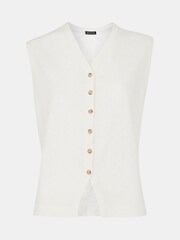Whistles White Linen Button Front Waistcoat - Image 5 of 5