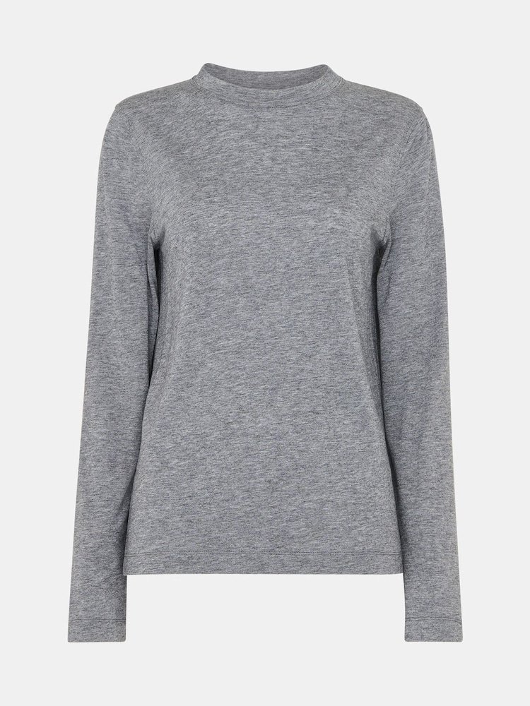 Whistles Grey Wool Blend Crew Neck Top - Image 5 of 5