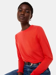 Whistles Red Wool Blend Crew Neck Top - Image 1 of 5