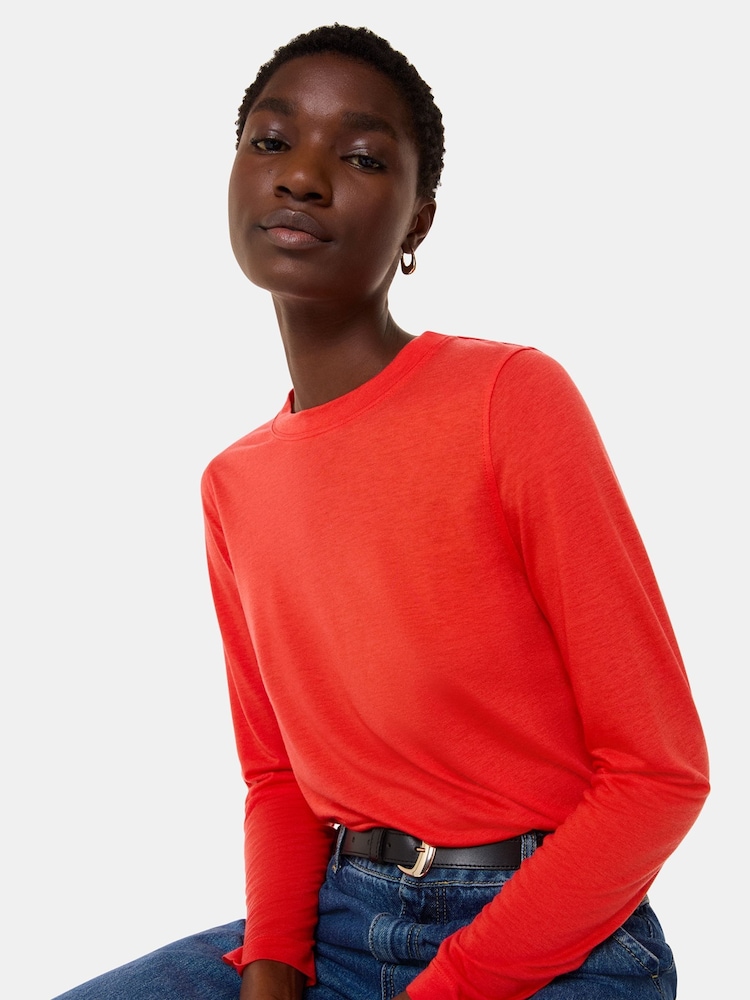 Whistles Red Wool Blend Crew Neck Top - Image 1 of 5 Whistles Red Wool Blend Crew Neck Top - Image 1 of 5