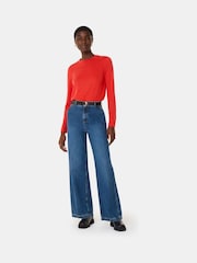 Whistles Red Wool Blend Crew Neck Top - Image 3 of 5