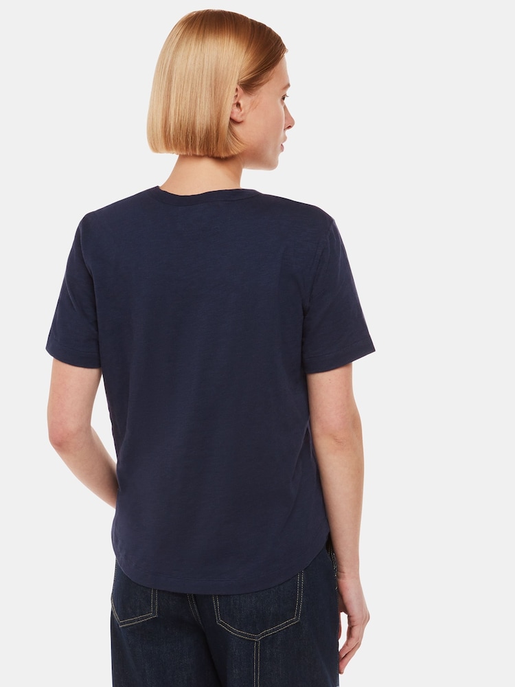 Whistles Blue Whistles Blue Emily Ultimate 100% Cotton T-Shirt - Image 2 of 5