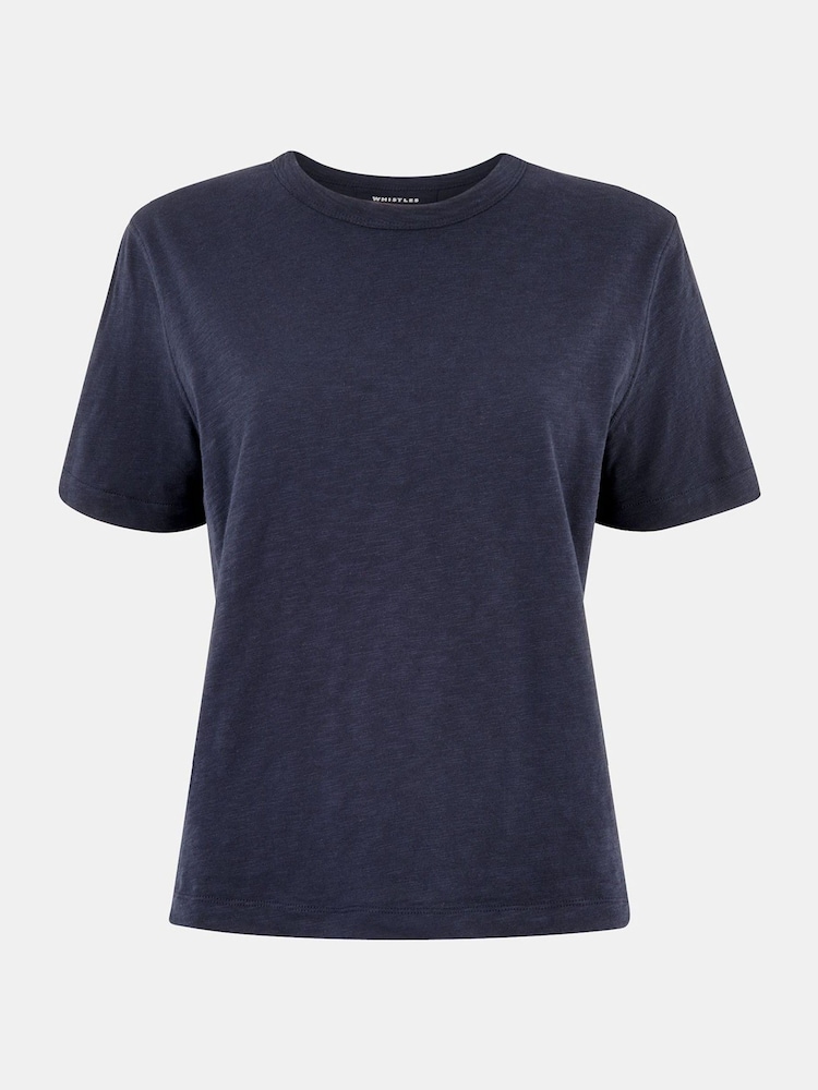 Whistles Blue Whistles Blue Emily Ultimate 100% Cotton T-Shirt - Image 5 of 5