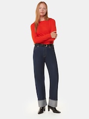 Whistles Red Slim Straight Neck Jersey Top - Image 1 of 5