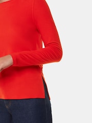 Whistles Red Slim Straight Neck Jersey Top - Image 3 of 5