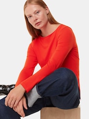 Whistles Red Slim Straight Neck Jersey Top - Image 4 of 5