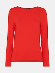 Whistles Red Slim Straight Neck Jersey Top - Image 5 of 5
