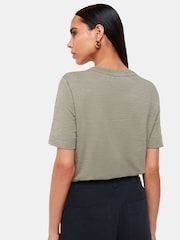 Whistles Green Whistles Green Rosa Double Trim 100% Cotton T-Shirt - Image 2 of 5