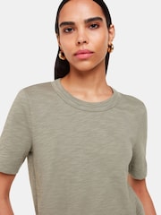 Whistles Green Whistles Green Rosa Double Trim 100% Cotton T-Shirt - Image 4 of 5