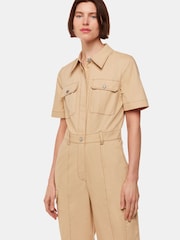 Whistles Nude Whistles Nude Ellen Safari 100% Cotton Jumpsuit - Image 4 of 5