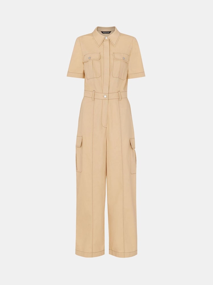 Whistles Nude Whistles Nude Ellen Safari 100% Cotton Jumpsuit - Image 5 of 5