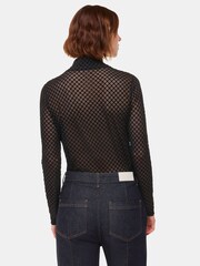 Whistles Black Checked Flocked Mesh Top - Image 2 of 5