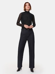 Whistles Black Checked Flocked Mesh Top - Image 3 of 5