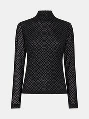 Whistles Black Checked Flocked Mesh Top - Image 5 of 5