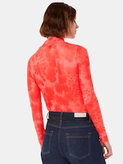 Whistles Red Blurred Blooms Mesh Top - Image 2 of 5