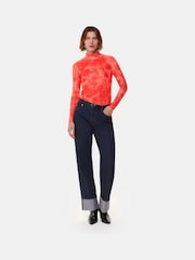 Whistles Red Blurred Blooms Mesh Top - Image 4 of 5