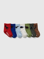Gap Red Dinosaur 7 Pack Crew Socks (Newborn-5yrs) - Image 1 of 1