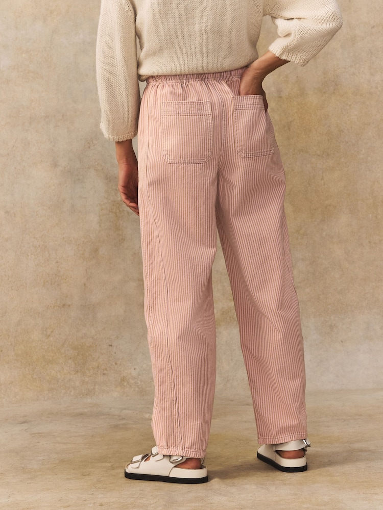 Pink 100% Cotton Patch Pocket Barrel Leg Trousers - Image 3 of 8
