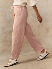 Pink 100% Cotton Patch Pocket Barrel Leg Trousers - Image 4 of 8