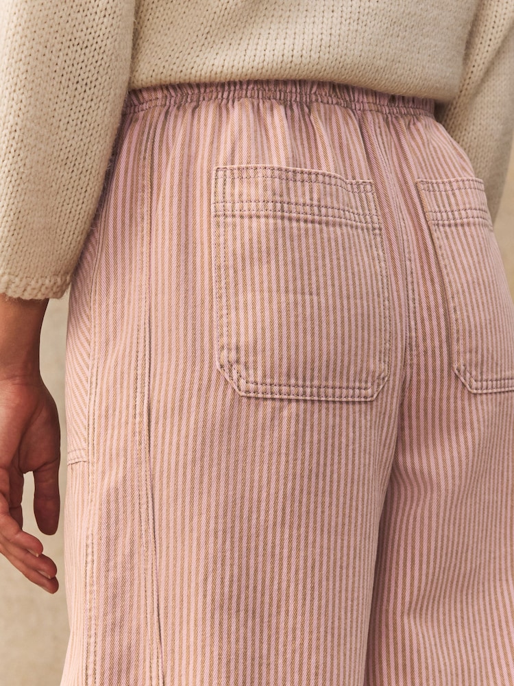Pink 100% Cotton Patch Pocket Barrel Leg Trousers - Image 5 of 8