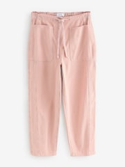 Pink 100% Cotton Patch Pocket Barrel Leg Trousers - Image 6 of 8