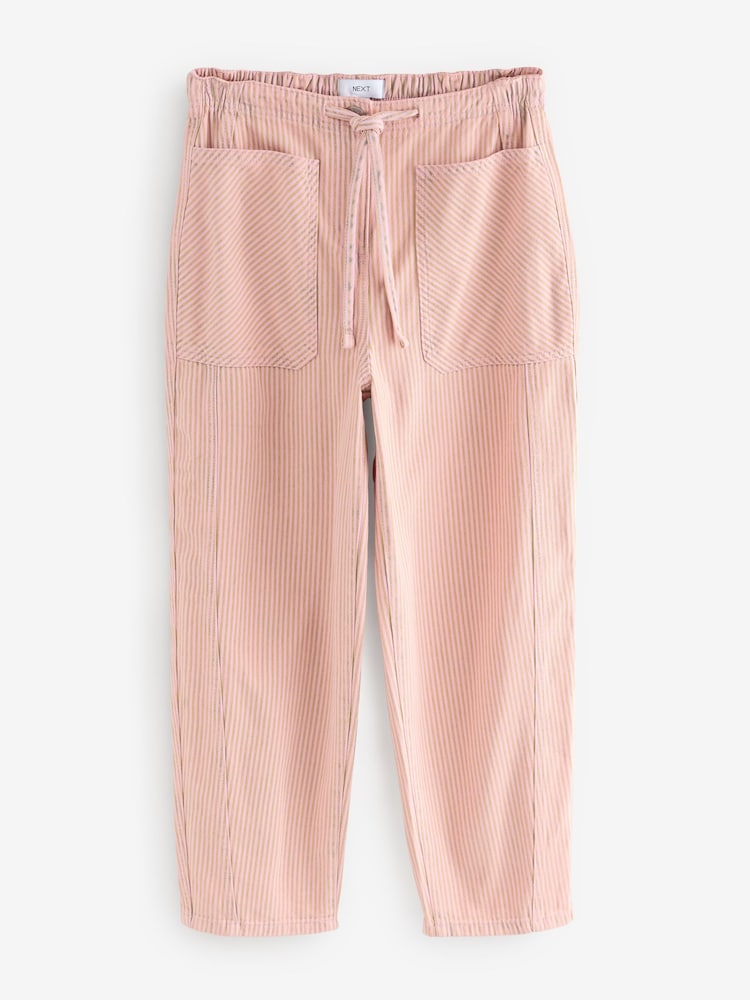 Pink 100% Cotton Patch Pocket Barrel Leg Trousers - Image 6 of 8