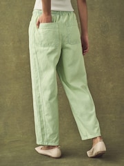 Mint Green 100% Cotton Patch Pocket Barrel Leg Trousers - Image 3 of 7