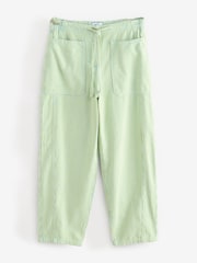 Mint Green 100% Cotton Patch Pocket Barrel Leg Trousers - Image 5 of 7