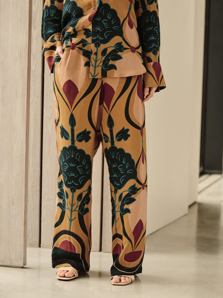 Brun - Viscose Blend Pantalons Ample - Image 3 of 8