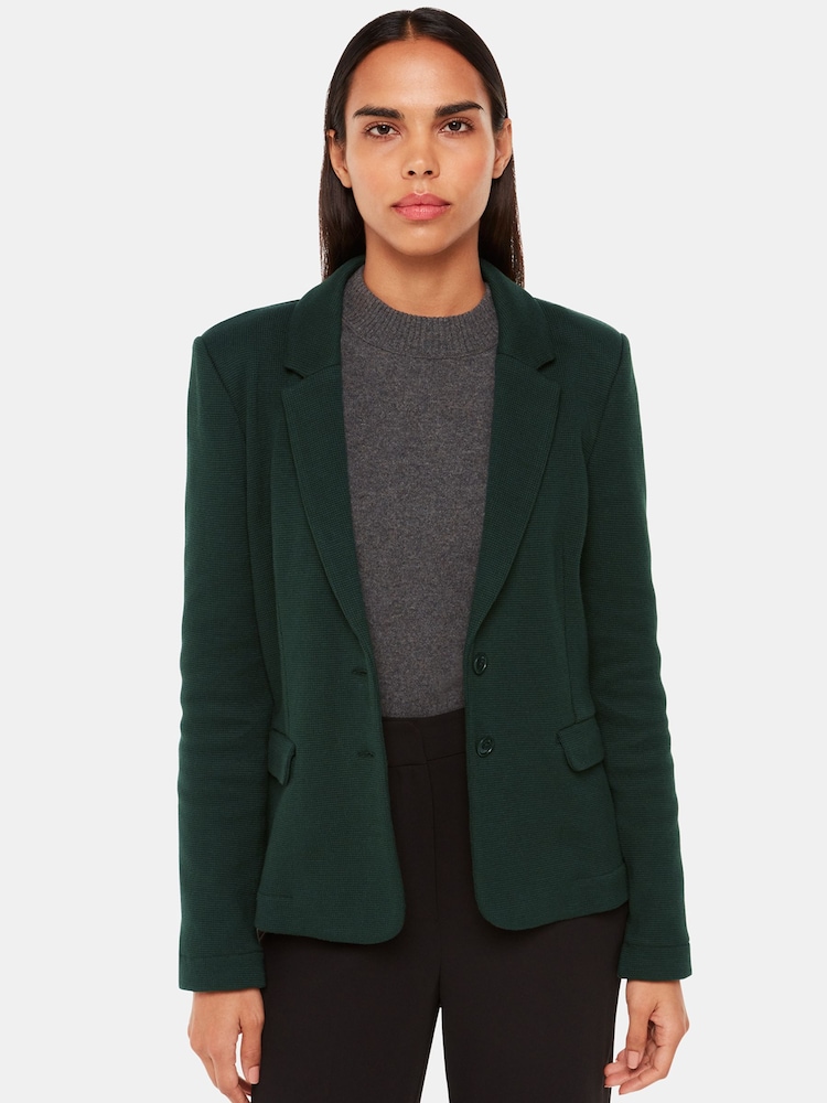 Whistles Green Whistles Slim Green Jersey 100% Cotton Jacket - Image 1 of 5