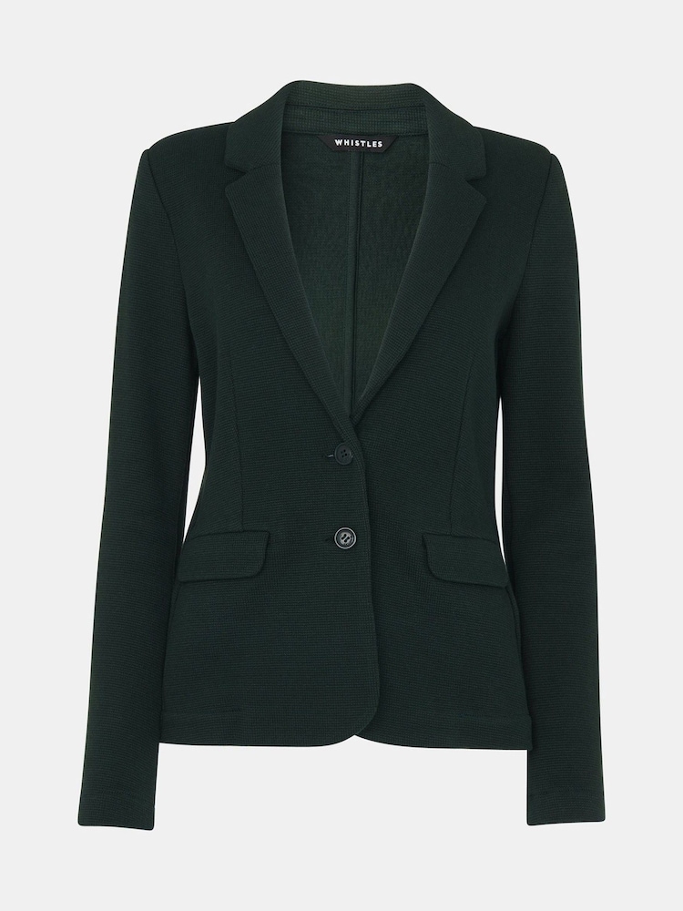 Whistles Green Whistles Slim Green Jersey 100% Cotton Jacket - Image 5 of 5