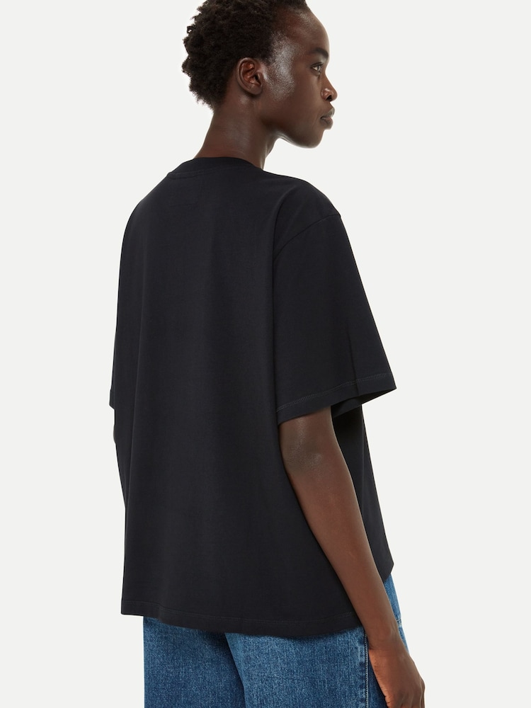 Whistles Black Relaxed 100% Cotton T-Shirt - Image 2 of 5