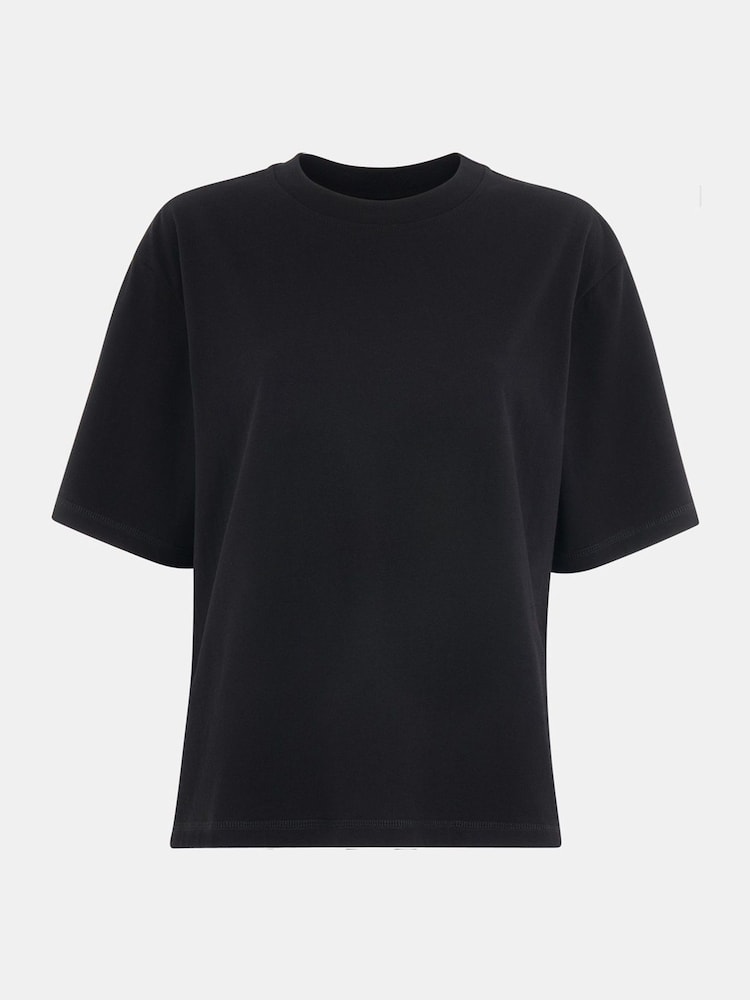 Whistles Black Relaxed 100% Cotton T-Shirt - Image 5 of 5