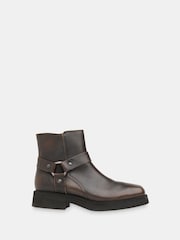 Whistles Brown Matteo Burnished Biker Boots - Image 1 of 4