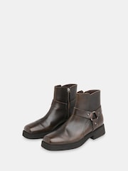 Whistles Brown Matteo Burnished Biker Boots - Image 2 of 4