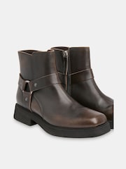 Whistles Brown Matteo Burnished Biker Boots - Image 3 of 4