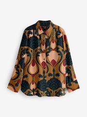 Brun - Viscose Blend Manches longues Chemises - Image 5 of 7