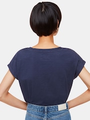 Whistles Blue Willa V-Neck Cap Sleeve T-Shirt - Image 2 of 5