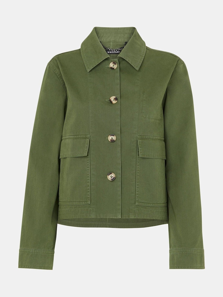 Whistles Green Marie 100% Cotton Casual Jacket - Image 5 of 5