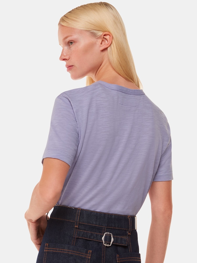 Whistles Purple Emily Ultimate 100% Cotton T-Shirt - Image 2 of 5