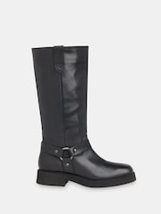 Whistles Black Matteo Knee High Biker Boots - Image 2 of 5