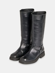 Whistles Black Matteo Knee High Biker Boots - Image 3 of 5